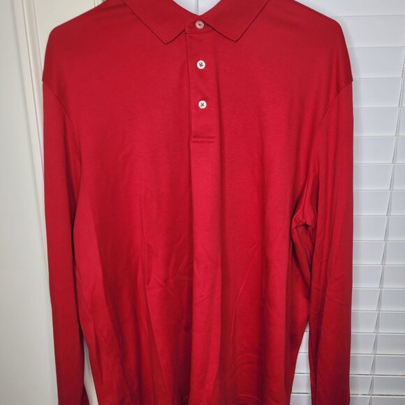 Lands' End Other - Lands End Mens Long Sleeve Polo Shirt XL red Preppy casual grandpacore Heritage